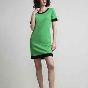 Green and Black Cotton Tshirt Dress